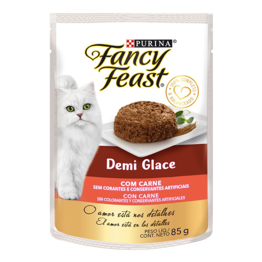 Alimento húmedo para gato Fancy feast Demi Glace con carne 85GR, , large image number null